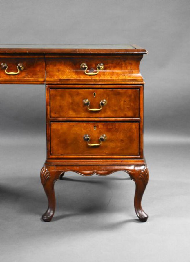 Antique Antique Burr Walnut Pedestal Desk