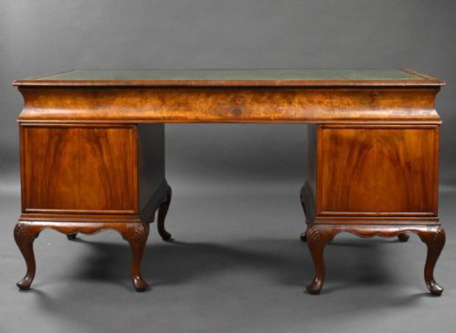 Antique Antique Burr Walnut Pedestal Desk