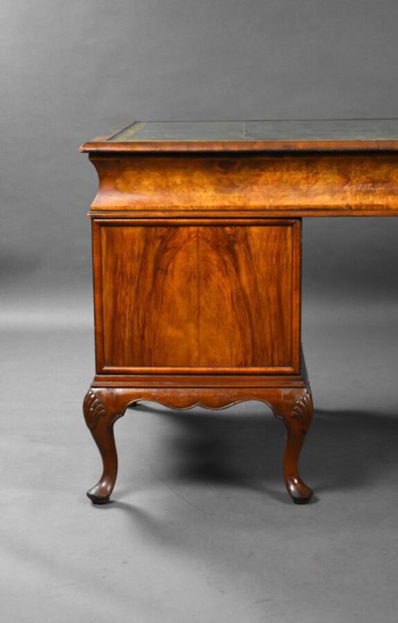 Antique Antique Burr Walnut Pedestal Desk