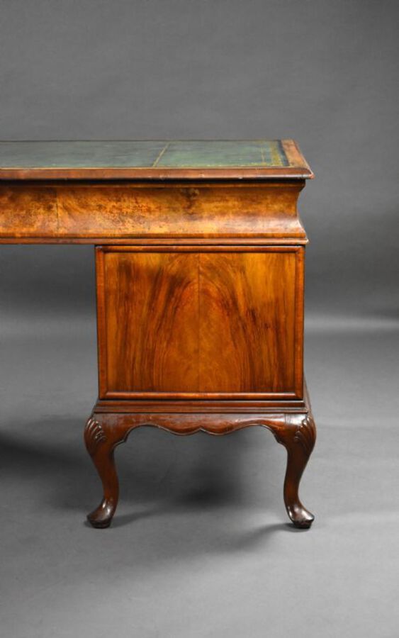 Antique Antique Burr Walnut Pedestal Desk