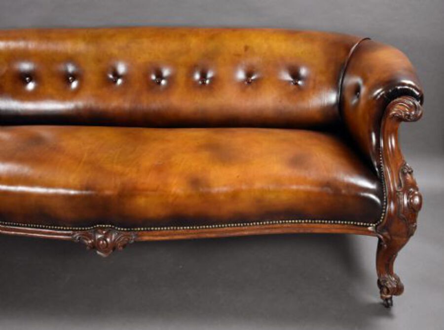 Antique Victorian Hand Dyed Leather Sofa