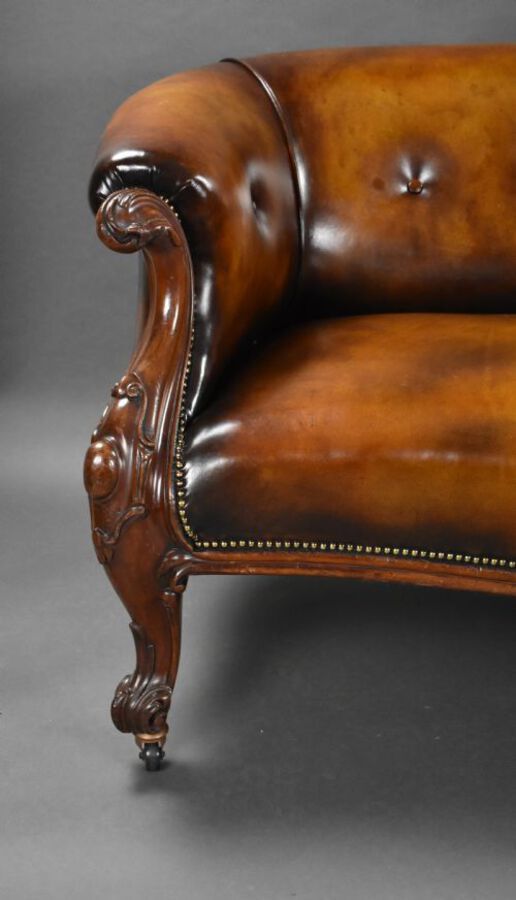 Antique Victorian Hand Dyed Leather Sofa