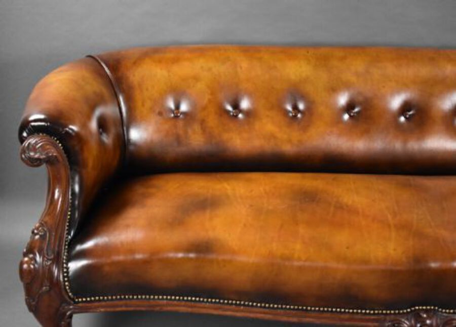 Antique Victorian Hand Dyed Leather Sofa