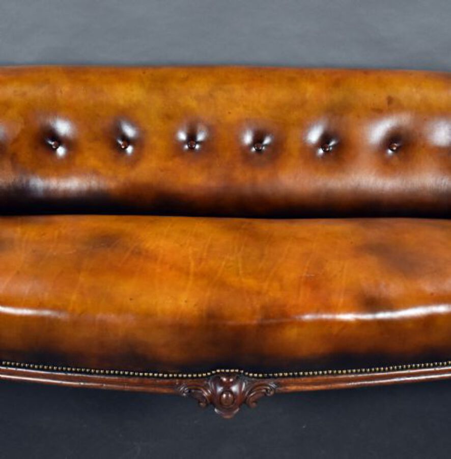 Antique Victorian Hand Dyed Leather Sofa