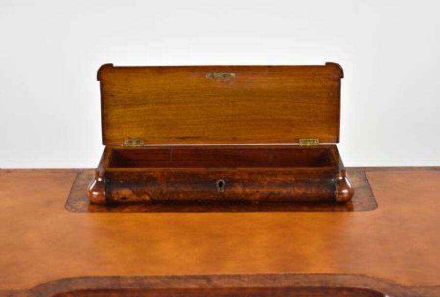 Antique Victorian Burr Walnut Marquetry Inlaid Writing Table