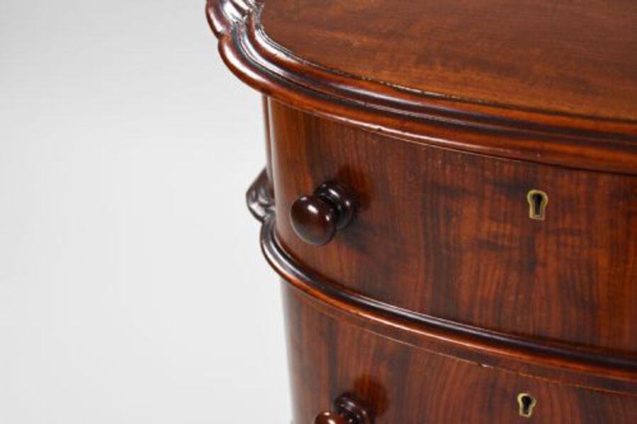 Antique Pair Victorian Bow Front Bedside Chests