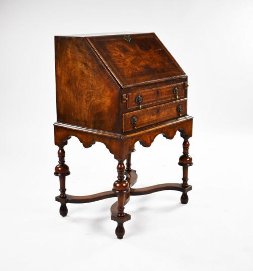 William and Mary Style Walnut Bureau on stand