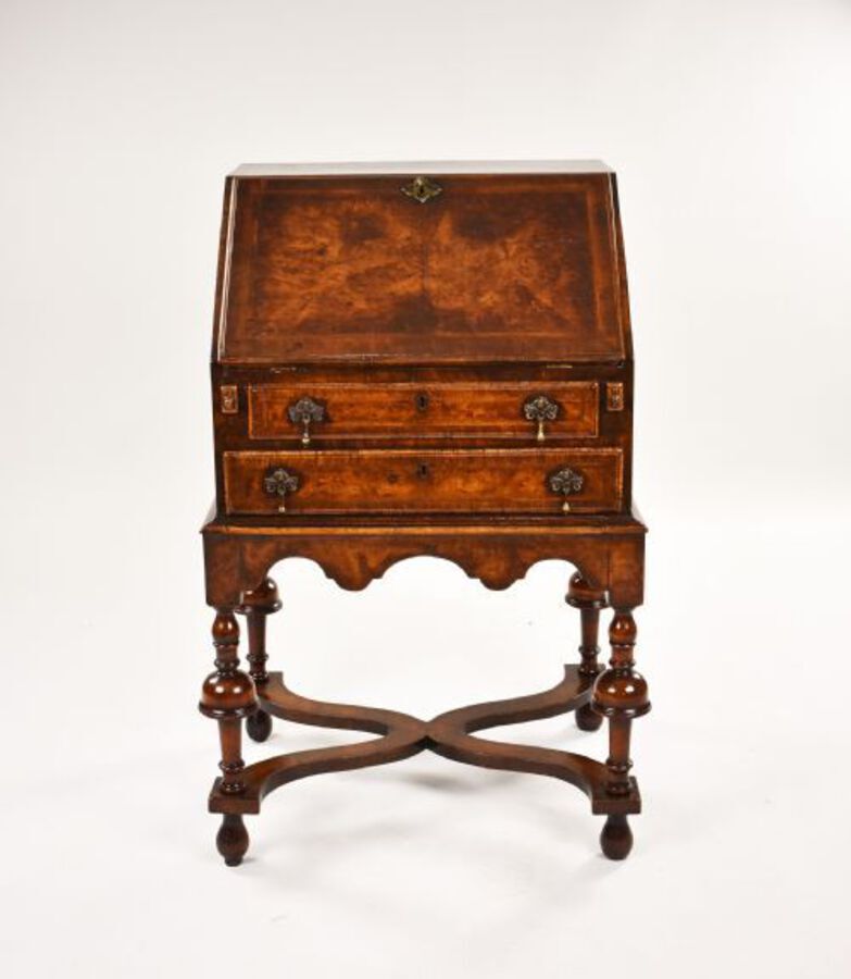 Antique William and Mary Style Walnut Bureau on stand