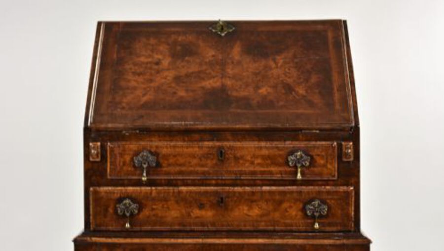 Antique William and Mary Style Walnut Bureau on stand