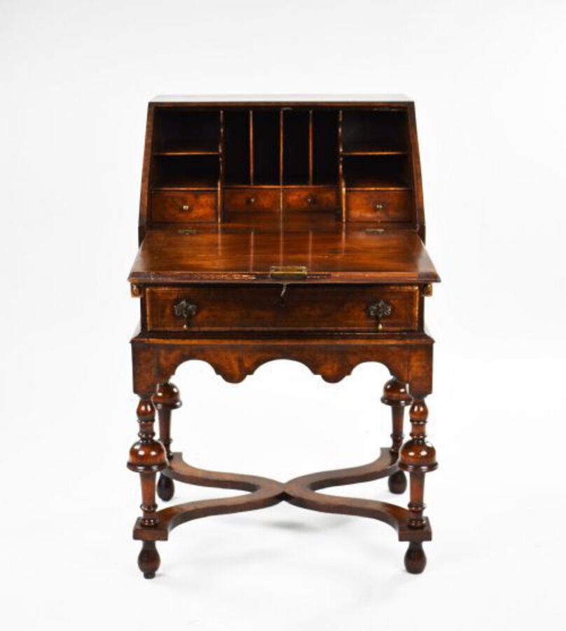 Antique William and Mary Style Walnut Bureau on stand