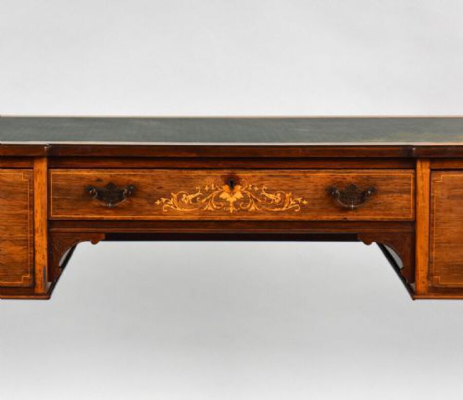 Antique Edwardian Inlaid Mahogany Writing Table
