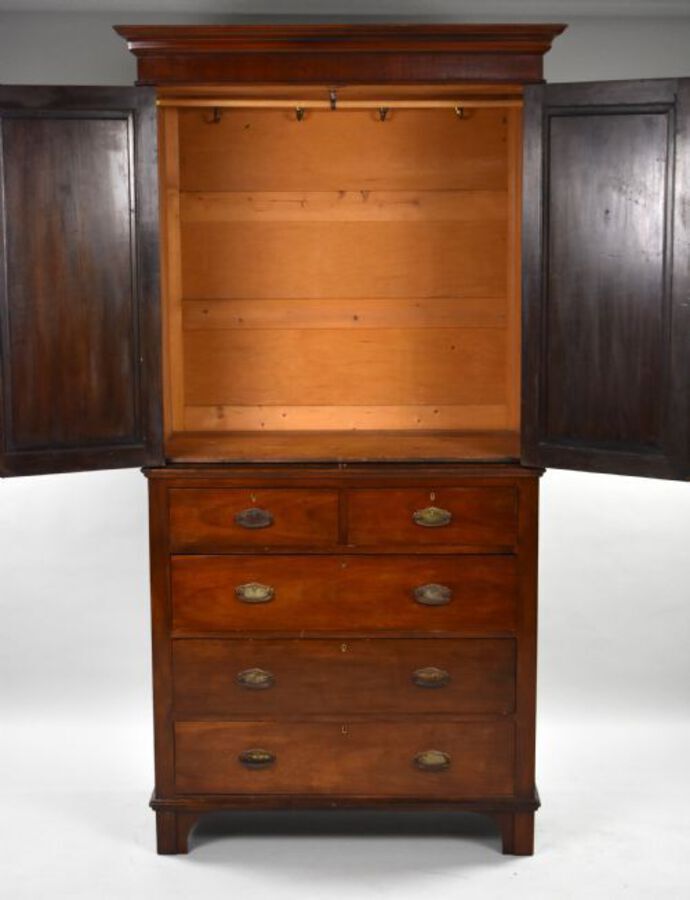 Antique Edwardian Mahogany Linen Press