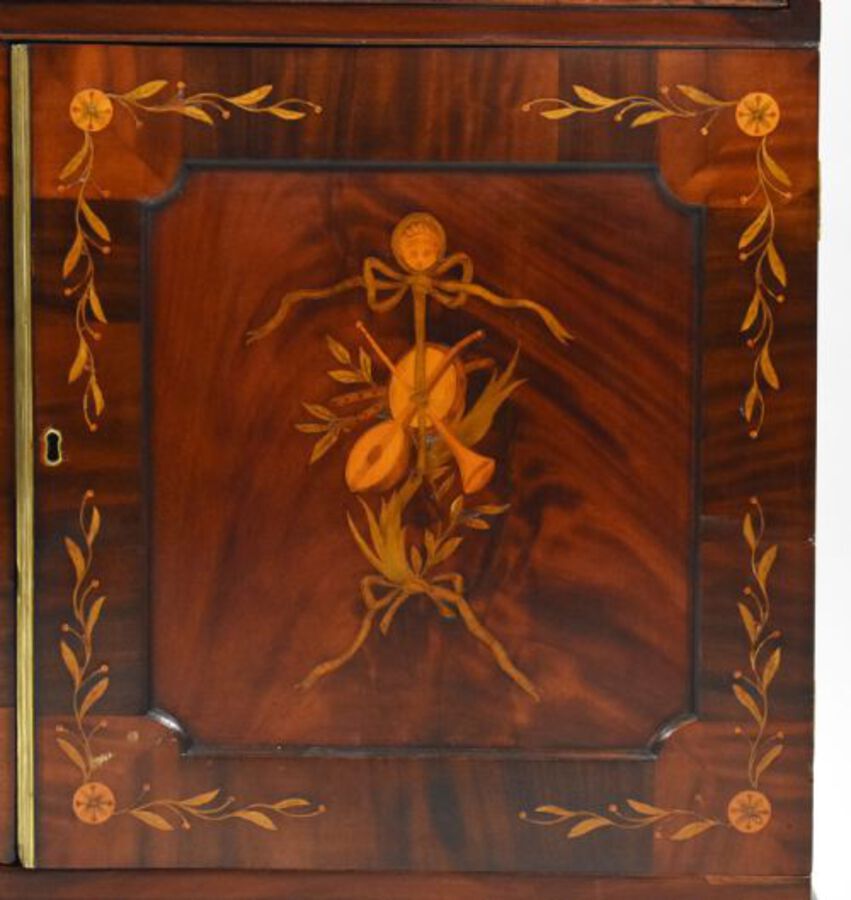 Antique 19th Century Inlaid Mahogany Secretaire Bookcase