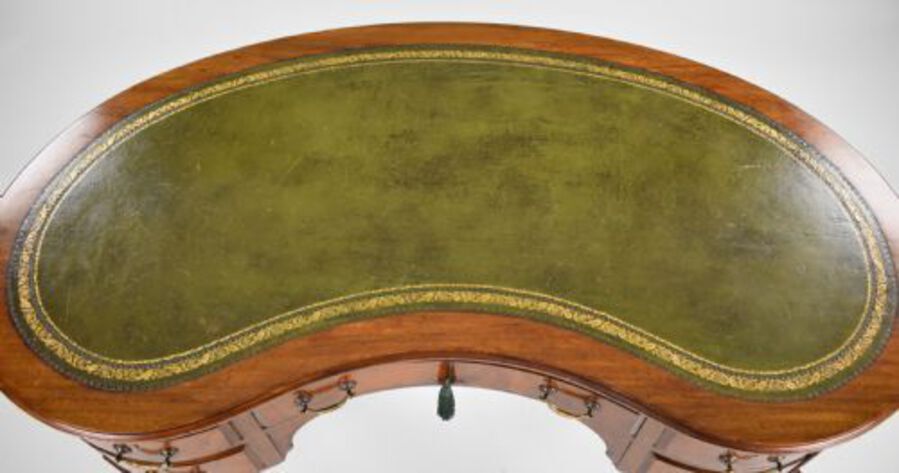 Antique Edwardian Mahogany Kidney Shaped Desk
