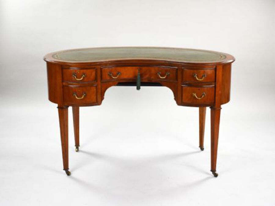 Antique Edwardian Mahogany Kidney Shaped Desk