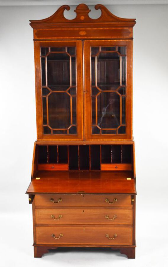 Antique Edwardian Mahogany Bureau Bookcase