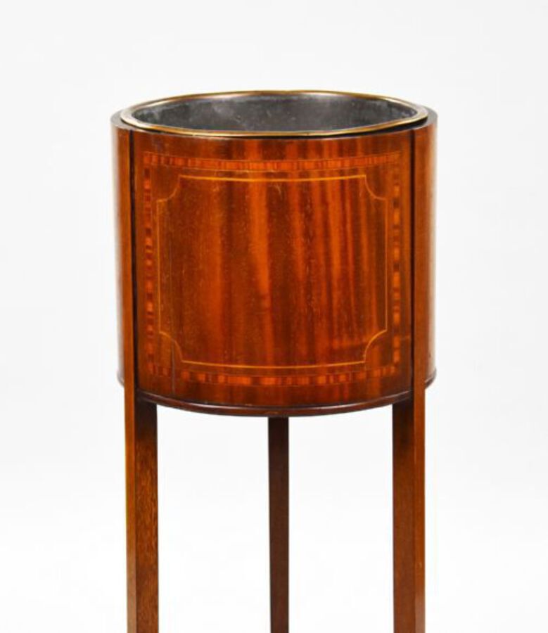 Antique Edwardian Mahogany and Inlaid Jardinière/Plant Stand