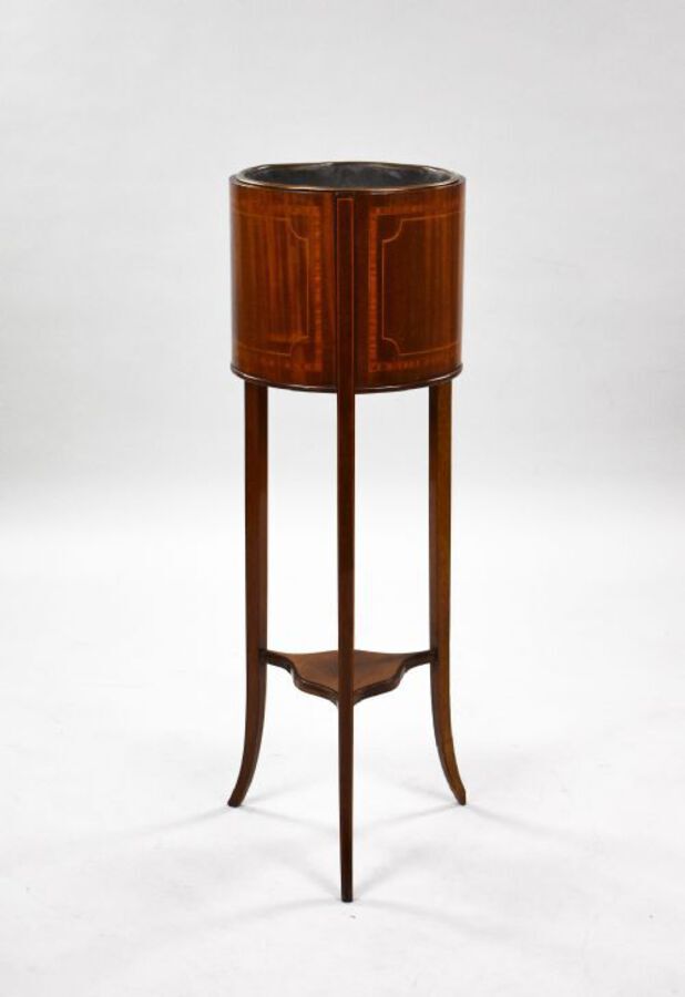 Antique Edwardian Mahogany and Inlaid Jardinière/Plant Stand