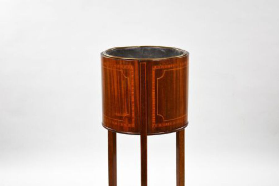 Antique Edwardian Mahogany and Inlaid Jardinière/Plant Stand
