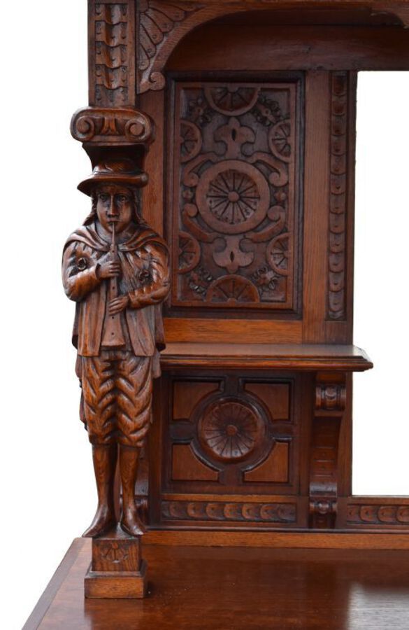 Antique French Carved Oak Front and Back Bar