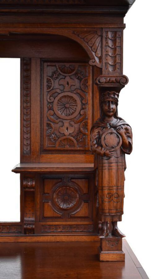 Antique French Carved Oak Front and Back Bar