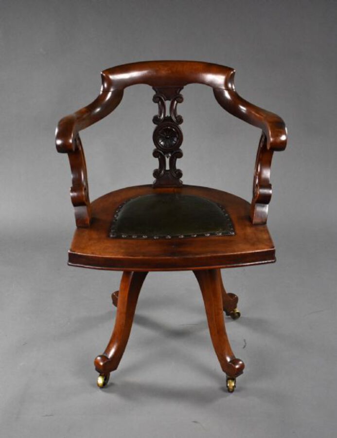 Antique Victorian Mahogany Swivel Desk Chair