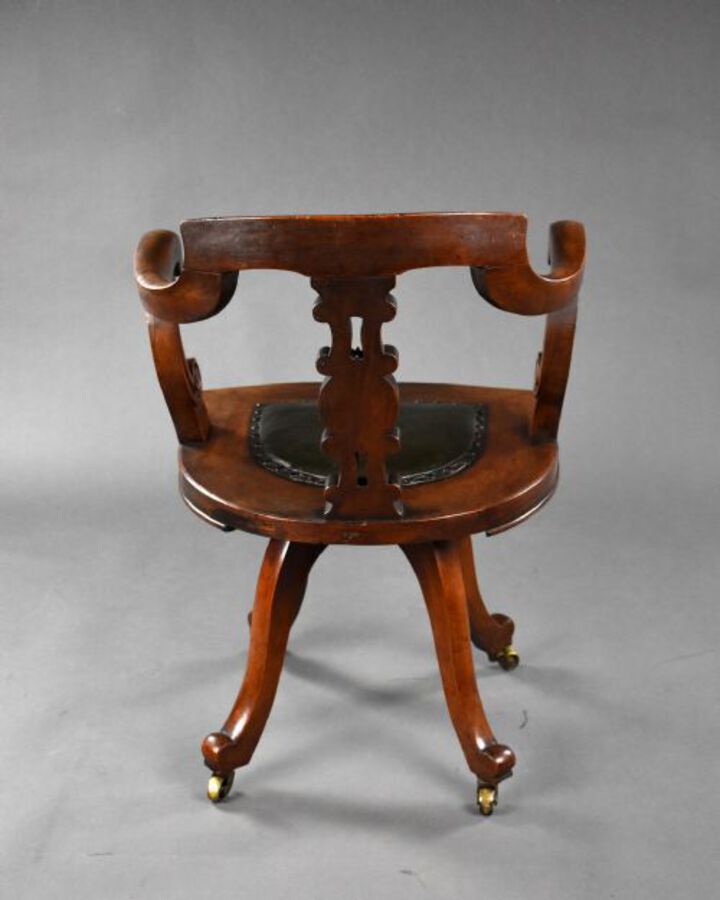 Antique Victorian Mahogany Swivel Desk Chair
