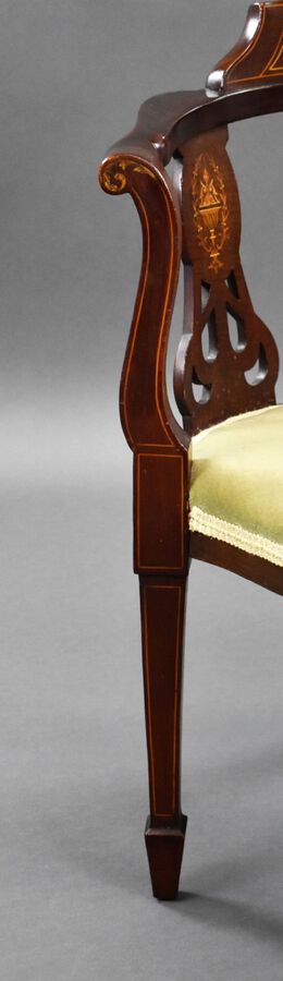 Antique Edwardian Mahogany Inlaid Armchair