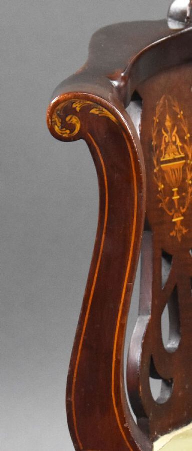 Antique Edwardian Mahogany Inlaid Armchair