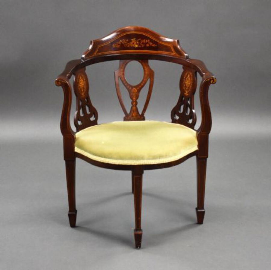 Antique Edwardian Mahogany Inlaid Armchair