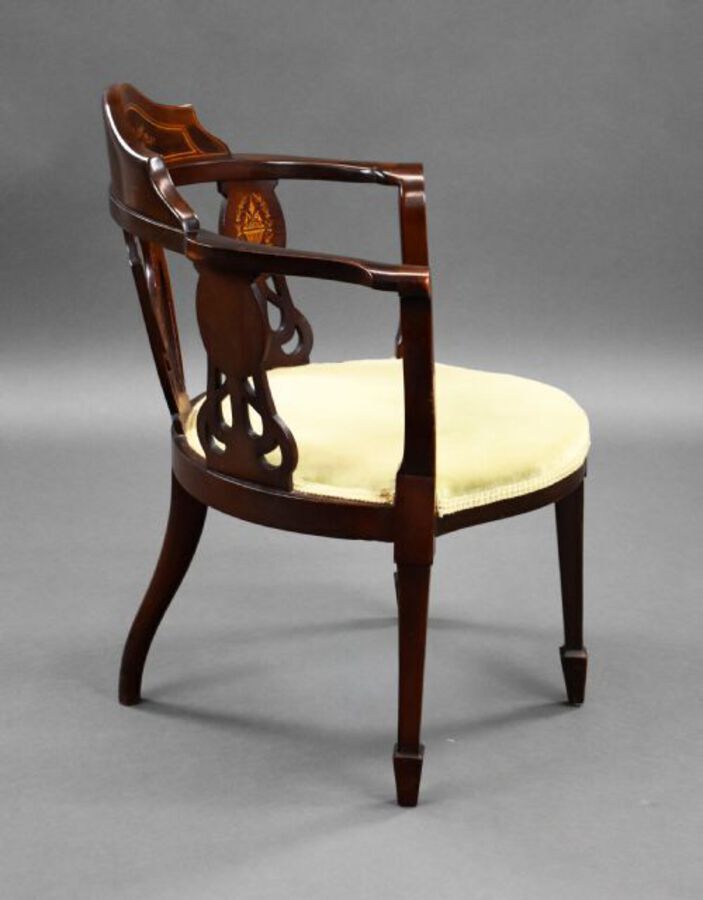 Antique Edwardian Mahogany Inlaid Armchair