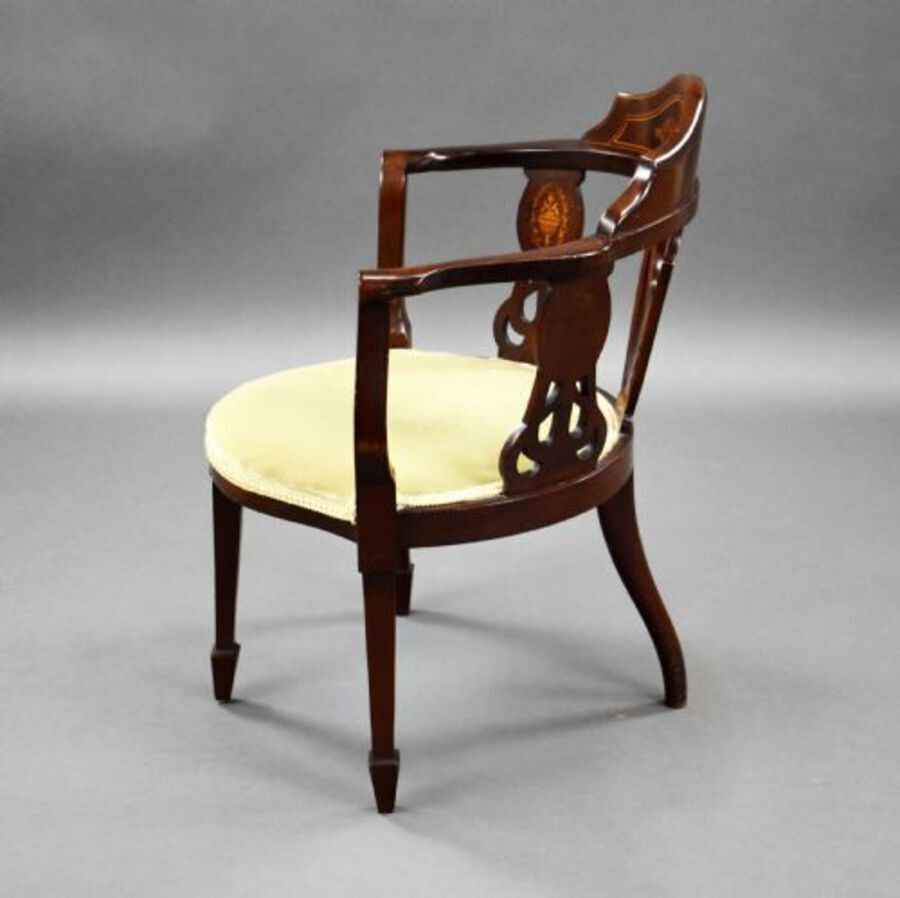 Antique Edwardian Mahogany Inlaid Armchair