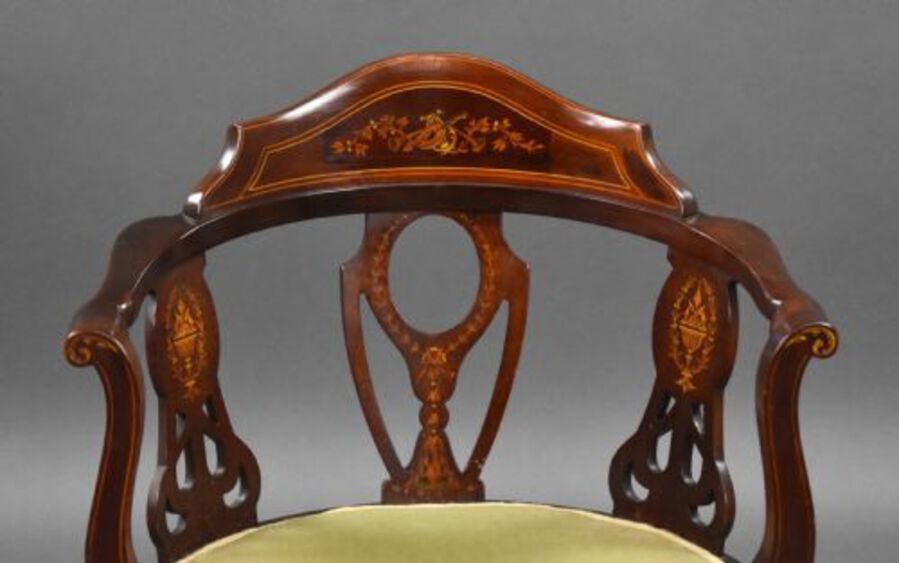 Antique Edwardian Mahogany Inlaid Armchair