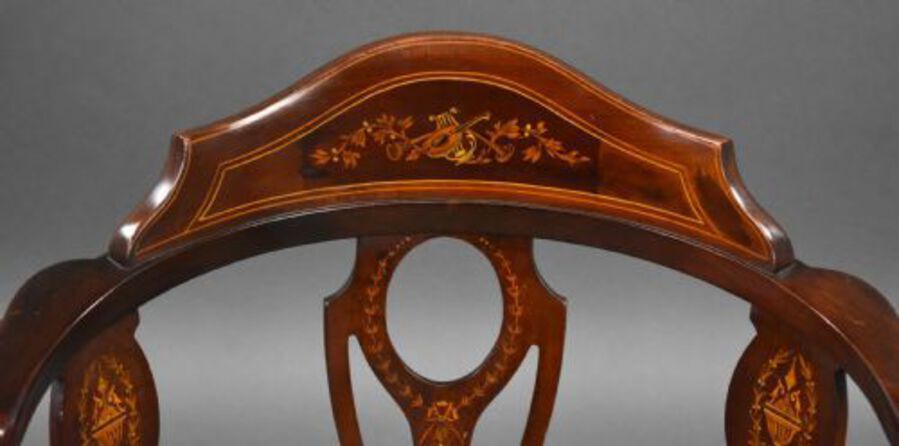 Antique Edwardian Mahogany Inlaid Armchair