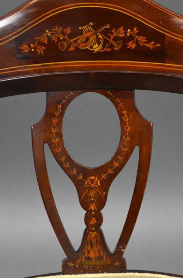Antique Edwardian Mahogany Inlaid Armchair