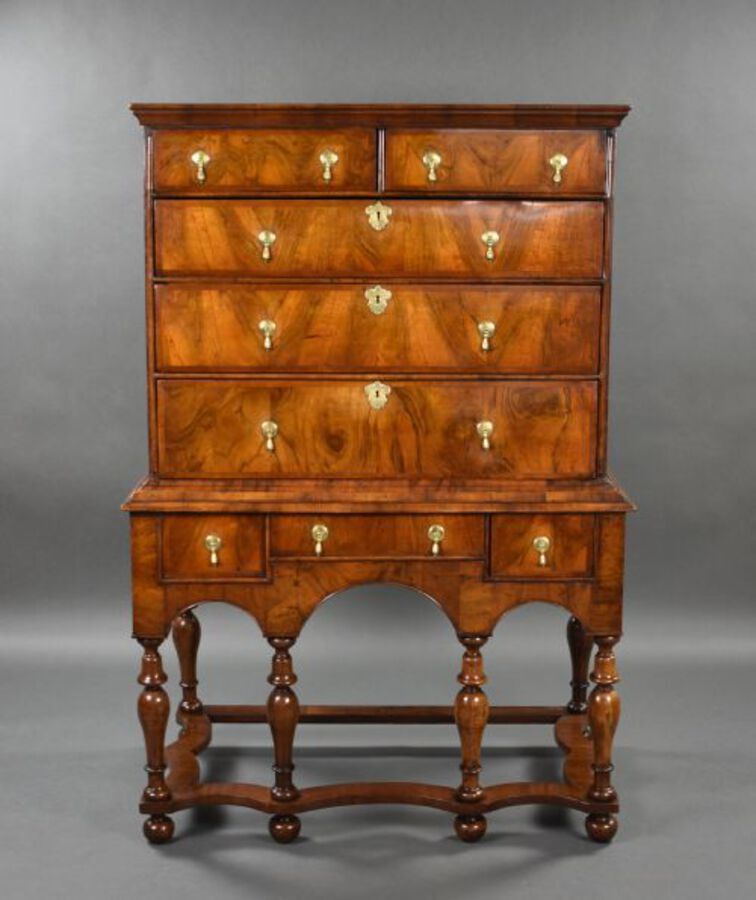 William &amp; Mary Walnut Chest on Stand