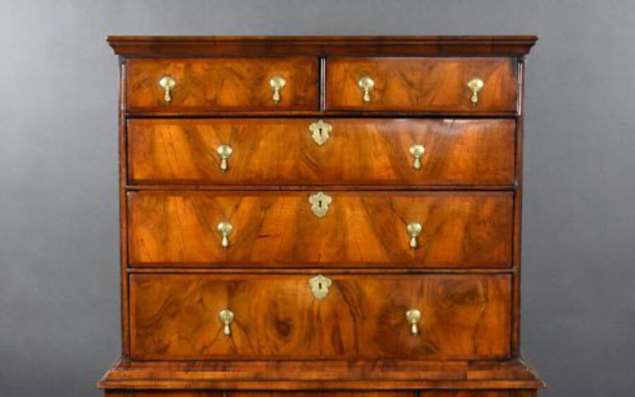 Antique William & Mary Walnut Chest on Stand