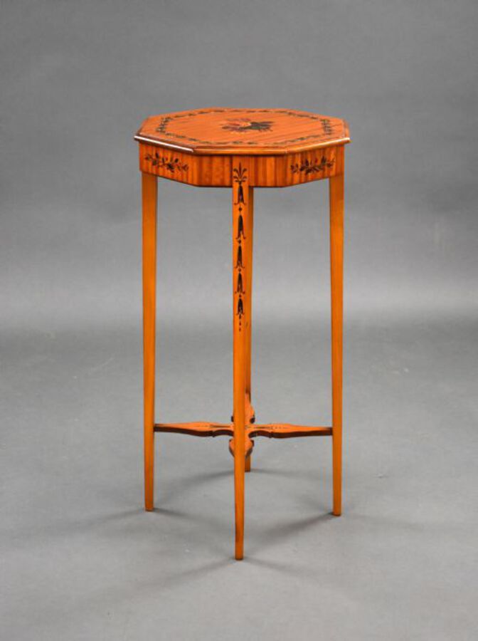 Edwardian Hand Painted Satinwood Side Table