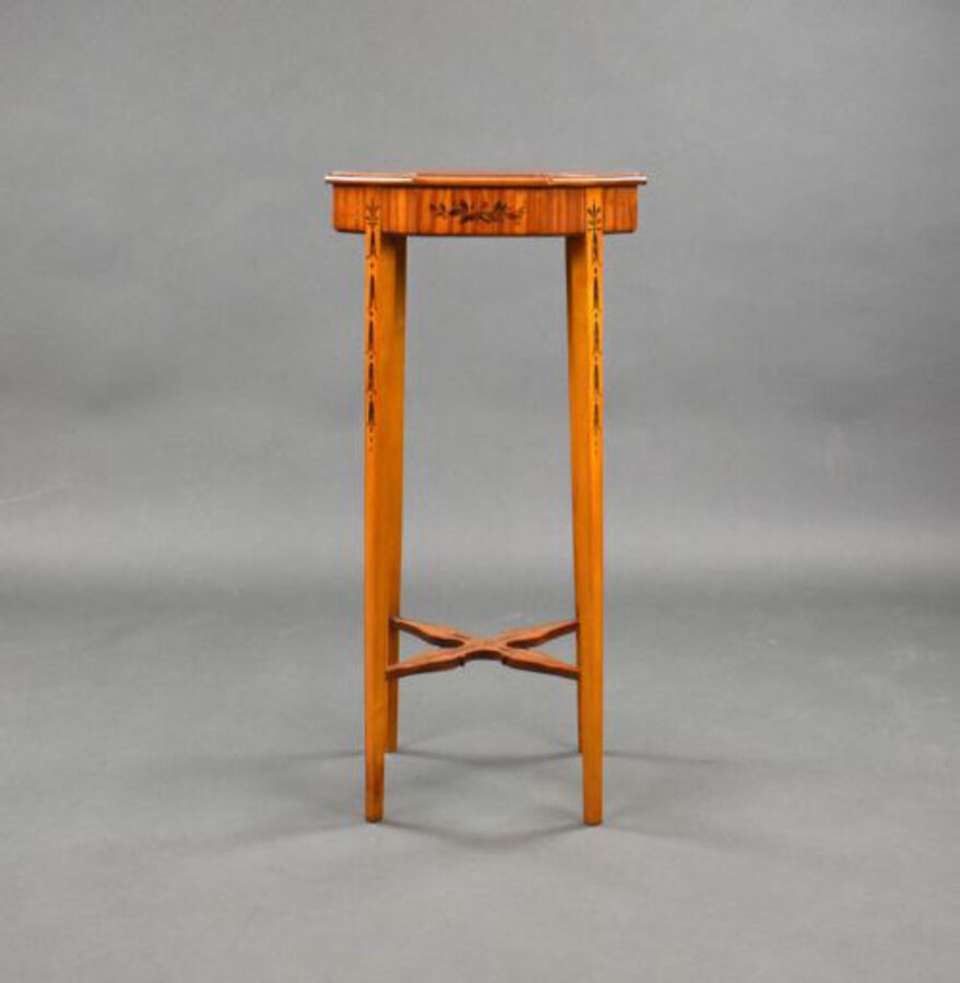 Antique Edwardian Hand Painted Satinwood Side Table