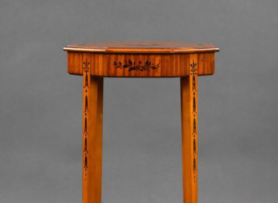 Antique Edwardian Hand Painted Satinwood Side Table