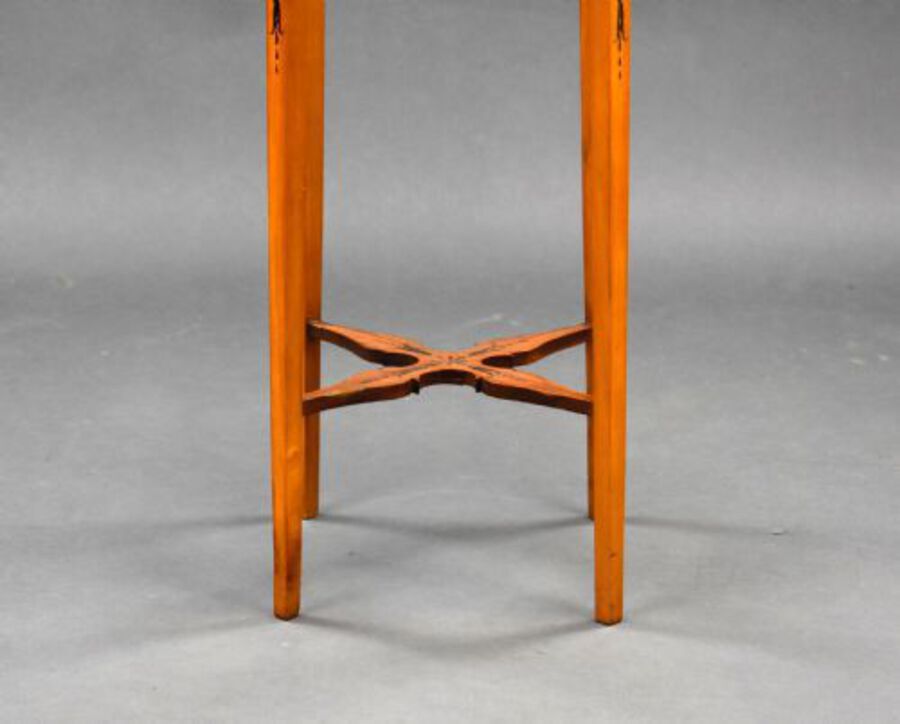 Antique Edwardian Hand Painted Satinwood Side Table