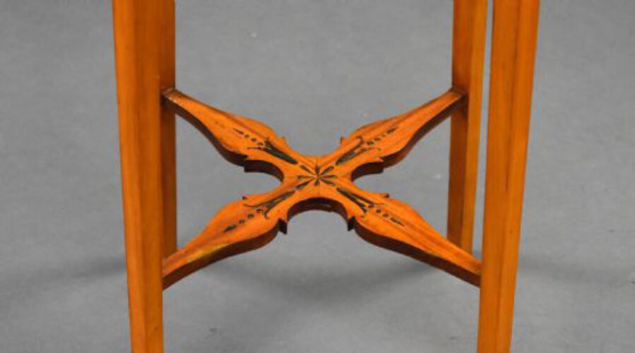 Antique Edwardian Hand Painted Satinwood Side Table