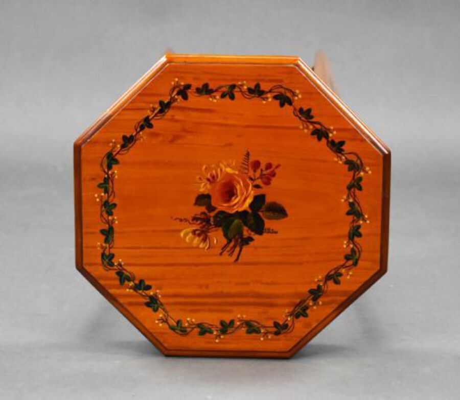 Antique Edwardian Hand Painted Satinwood Side Table