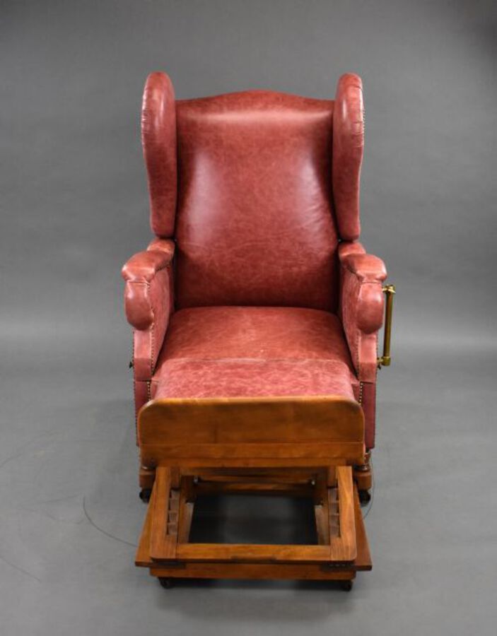 Antique Victorian Leather Reclining Chair by J Foot & Sons Ltd