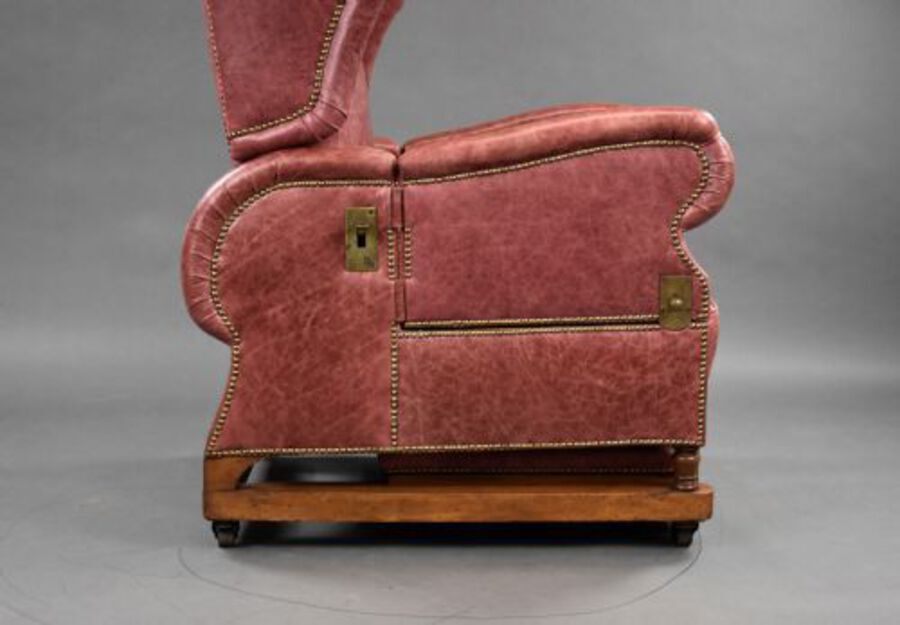 Antique Victorian Leather Reclining Chair by J Foot & Sons Ltd
