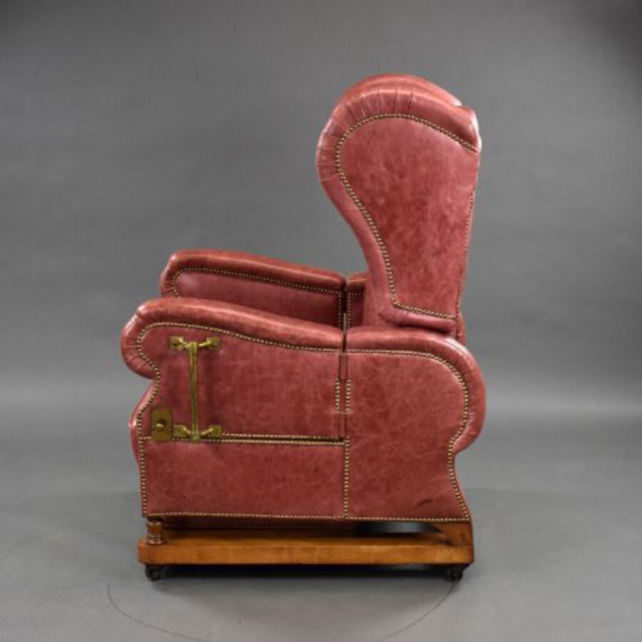 Antique Victorian Leather Reclining Chair by J Foot & Sons Ltd