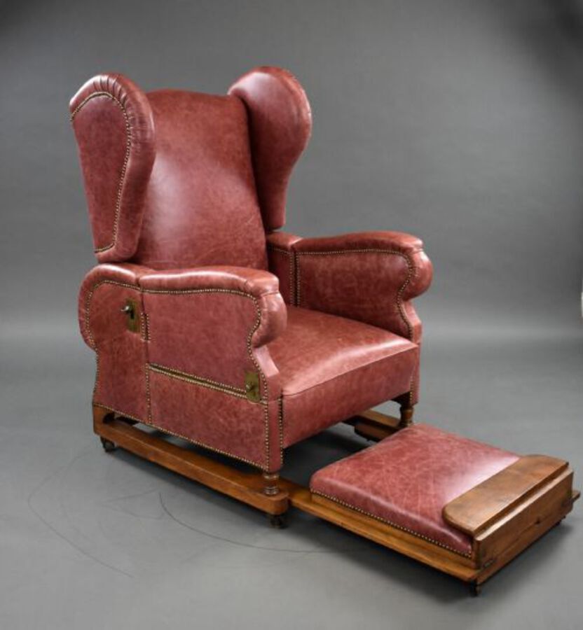 Antique Victorian Leather Reclining Chair by J Foot & Sons Ltd
