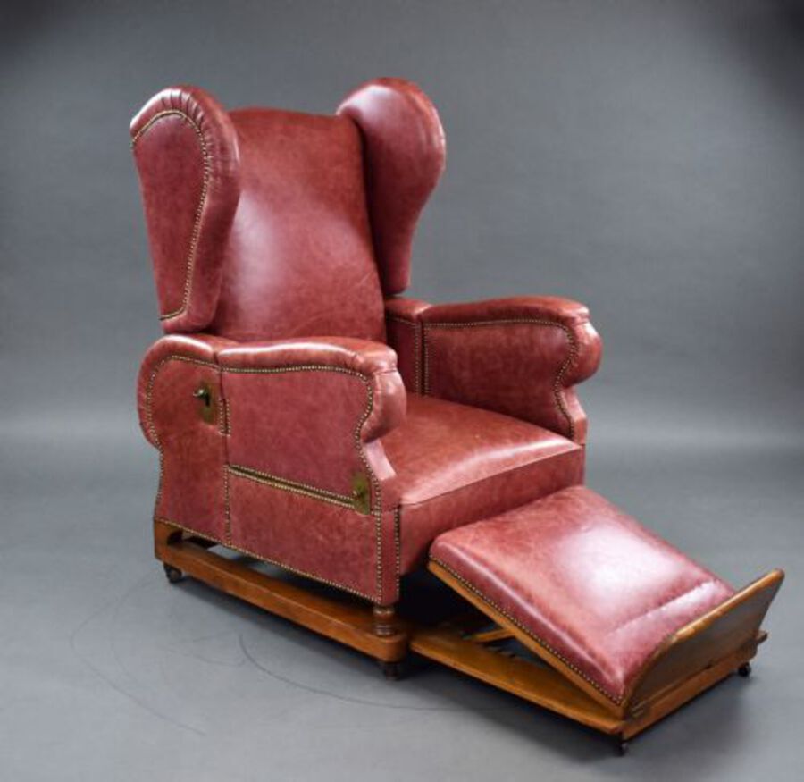 Antique Victorian Leather Reclining Chair by J Foot & Sons Ltd