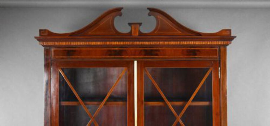 Antique Edwardian Mahogany Inlaid Bookcase