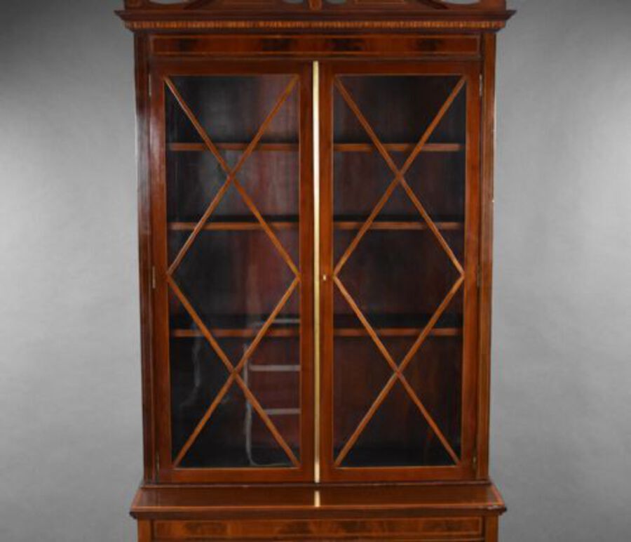 Antique Edwardian Mahogany Inlaid Bookcase